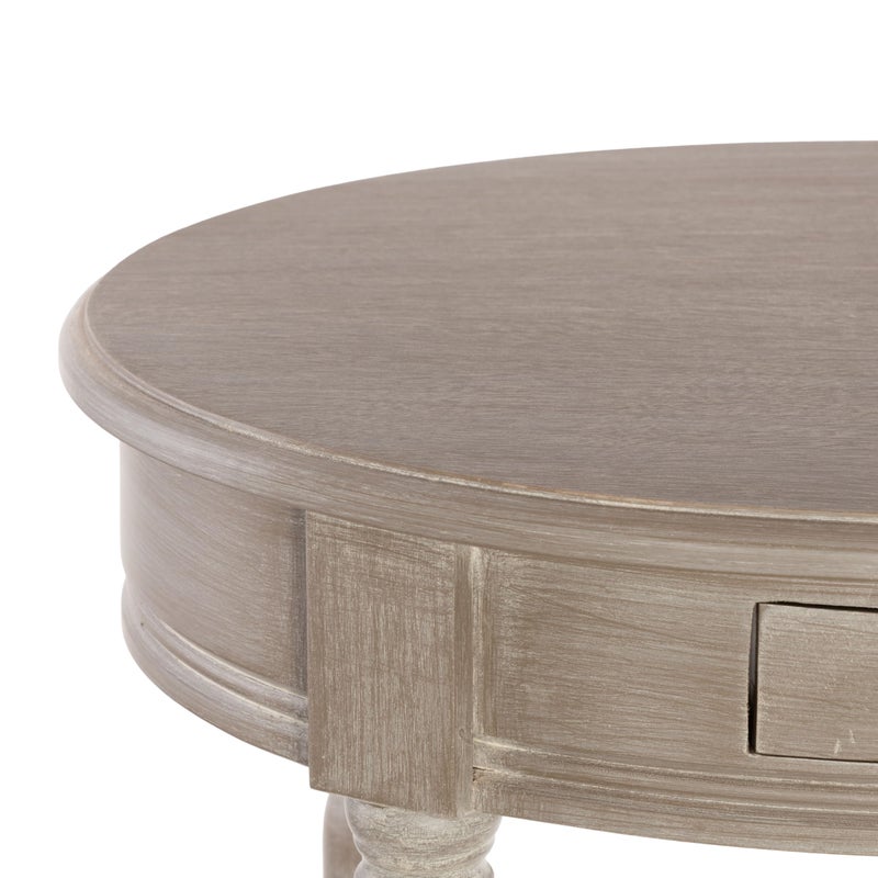Deco 79 Wood Side End Accent Table Whitewashed Oval 1 Drawer and 1 Shelf End Table with Turned Legs, Side Table 20" x 15" x 27", Light Brown - Image 4