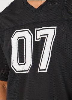 Styli Varsity Print Stretch Oversized T-Shirt with Seam Detail  - Image 4