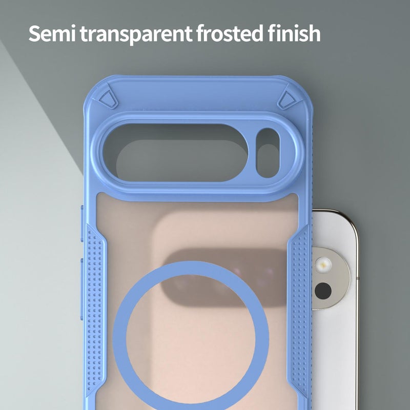 erorex For Google Pixel 10 Pro XL Armor Glaze MagSafe Magnetic Phone Case(Blue) - Image 5