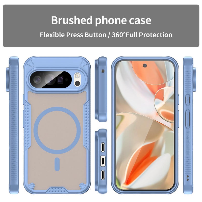 erorex For Google Pixel 10 Pro XL Armor Glaze MagSafe Magnetic Phone Case(Blue) - Image 2