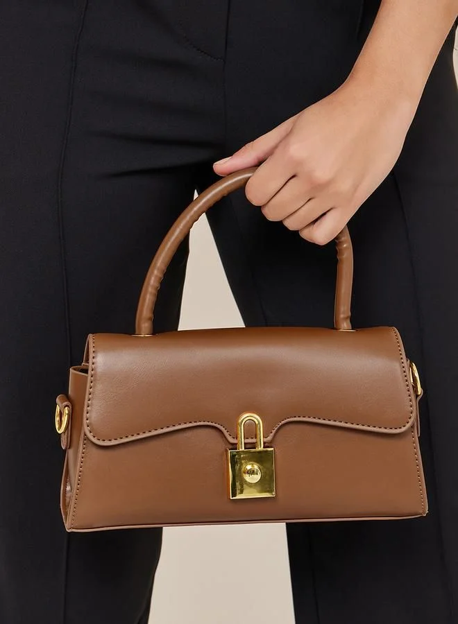 Styli Lock Design Flap Bag with Detachable Strap