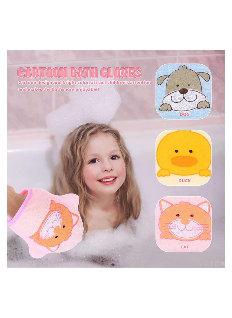 Excefore - Baby Bath Gloves 3pcs Shower Foaming Sponge Body Cleansing Scrub, Soft Sponge Bath Towel For Infant Toddler - Image 1