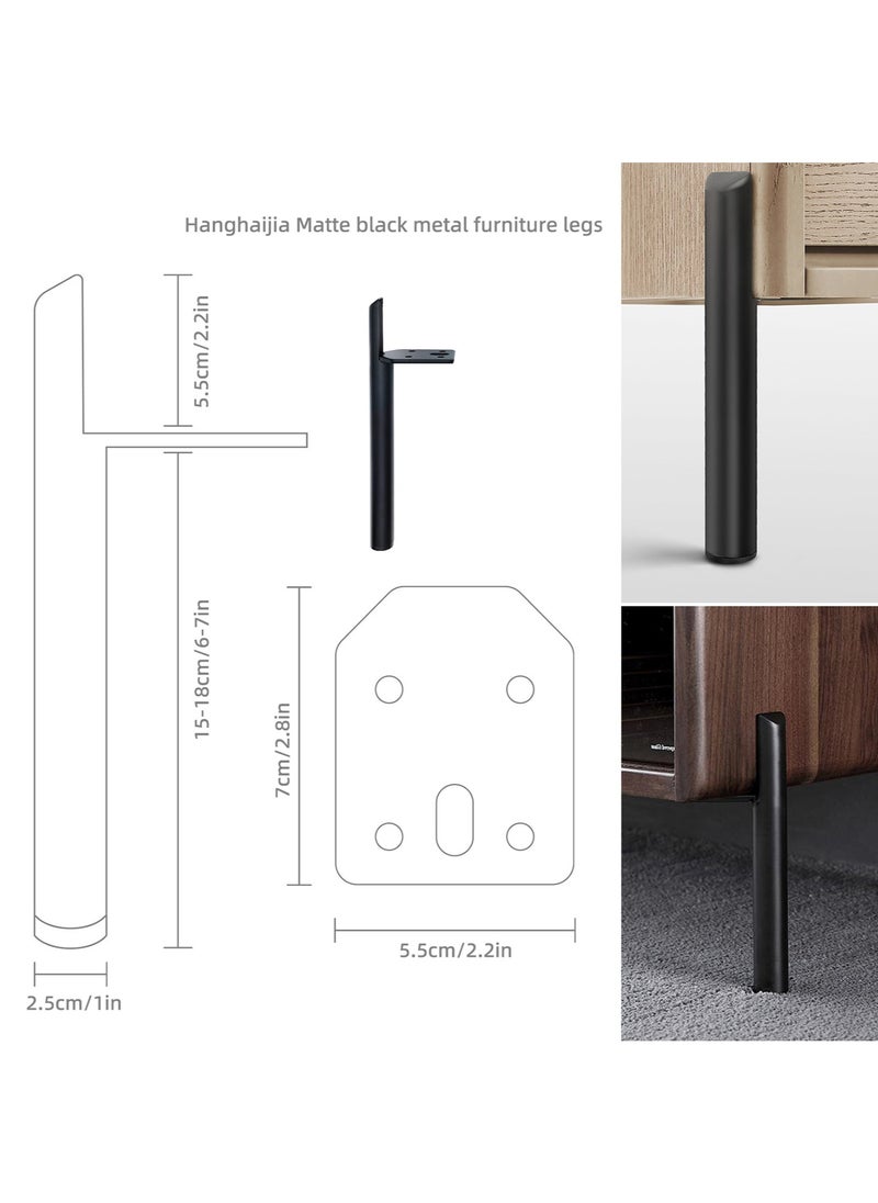 Hanghaijia - Metal Furniture Legs Black Heavy Duty Foot with Rubber Pads for Coffee Table Bench Couch Dresser Desk TV Cabinet Cupboard Replacement DIY Support Feet Set of 4 - Image 1
