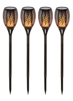 Generic 4-Piece Solar Powered Flame Lamp Torch Light Set Black 50 centimeter  - Image 1