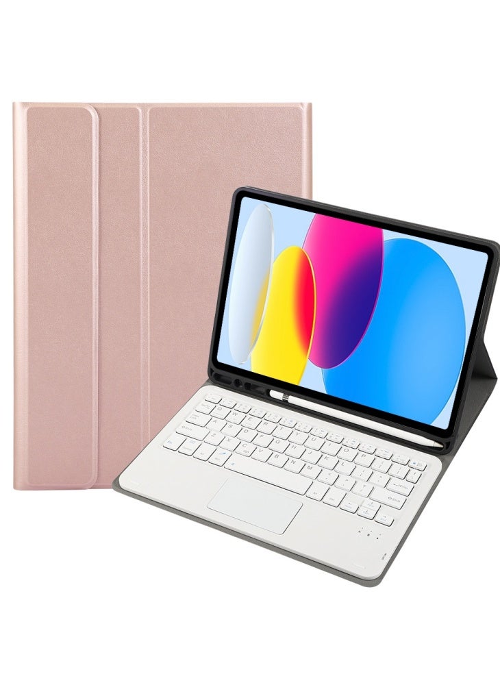 غطاء حماية A10B-A لجهاز iPad (2025)/10.9 (2022) مصنوع من الجلد والبولي يوريثان الحراري مع لوحة مفاتيح بلوتوث ولوحة لمس - ذهبي وردي - Image 1