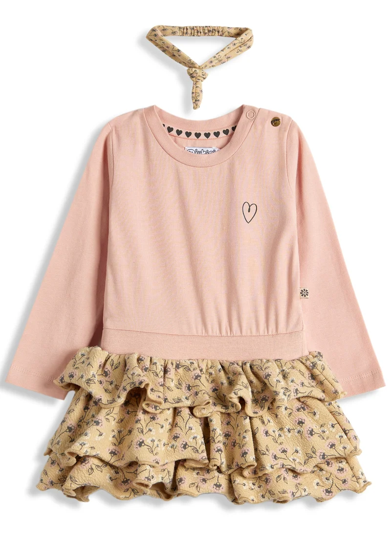 Dirkje Dirkje Pink Frill Dress with matching hair band