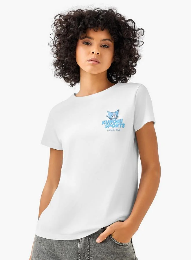 اس بي كاركترز Regular Fit Cotton T-shirt with Kuromi Print