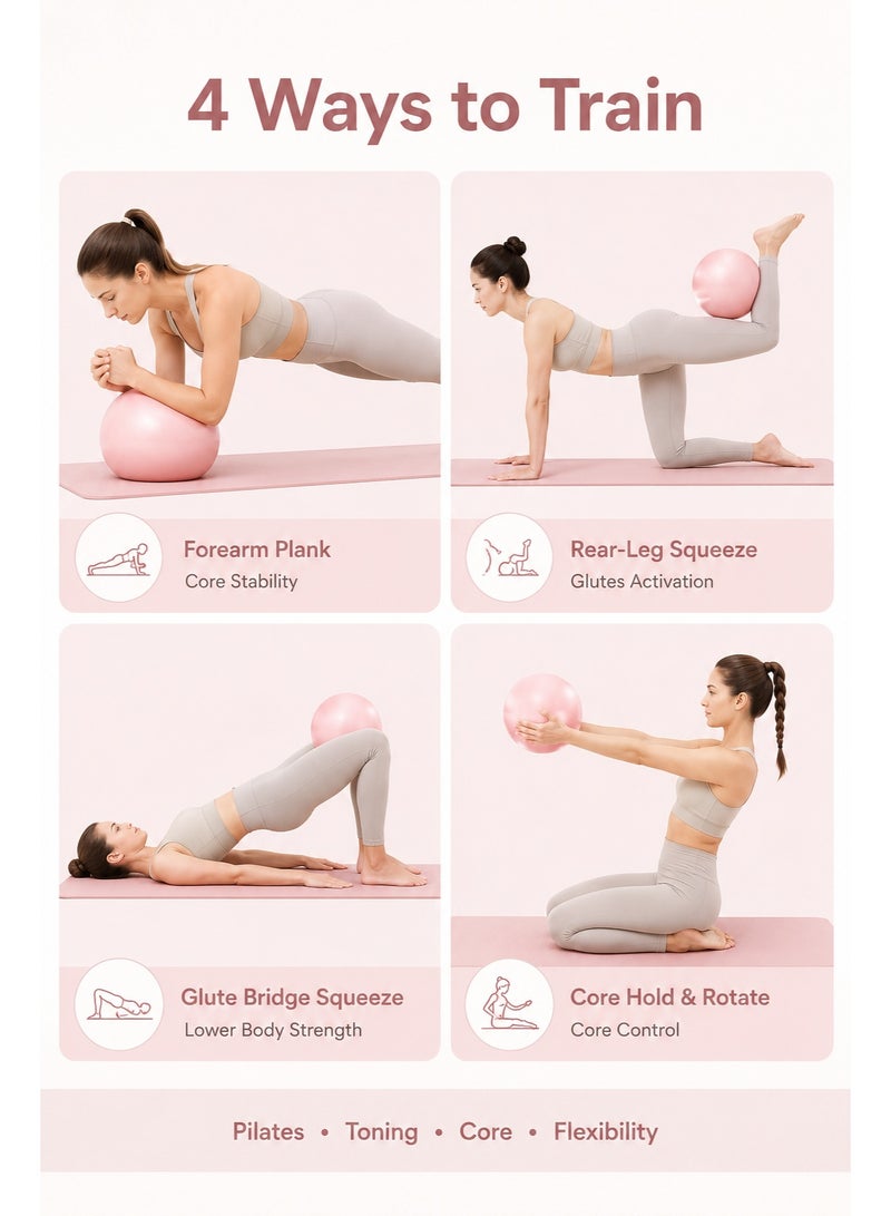 Mini Pilates Ball 25cm, Soft Yoga Exercise Ball for Core Workout, Physical Therapy, Balance Training & Home Gym - Image 3
