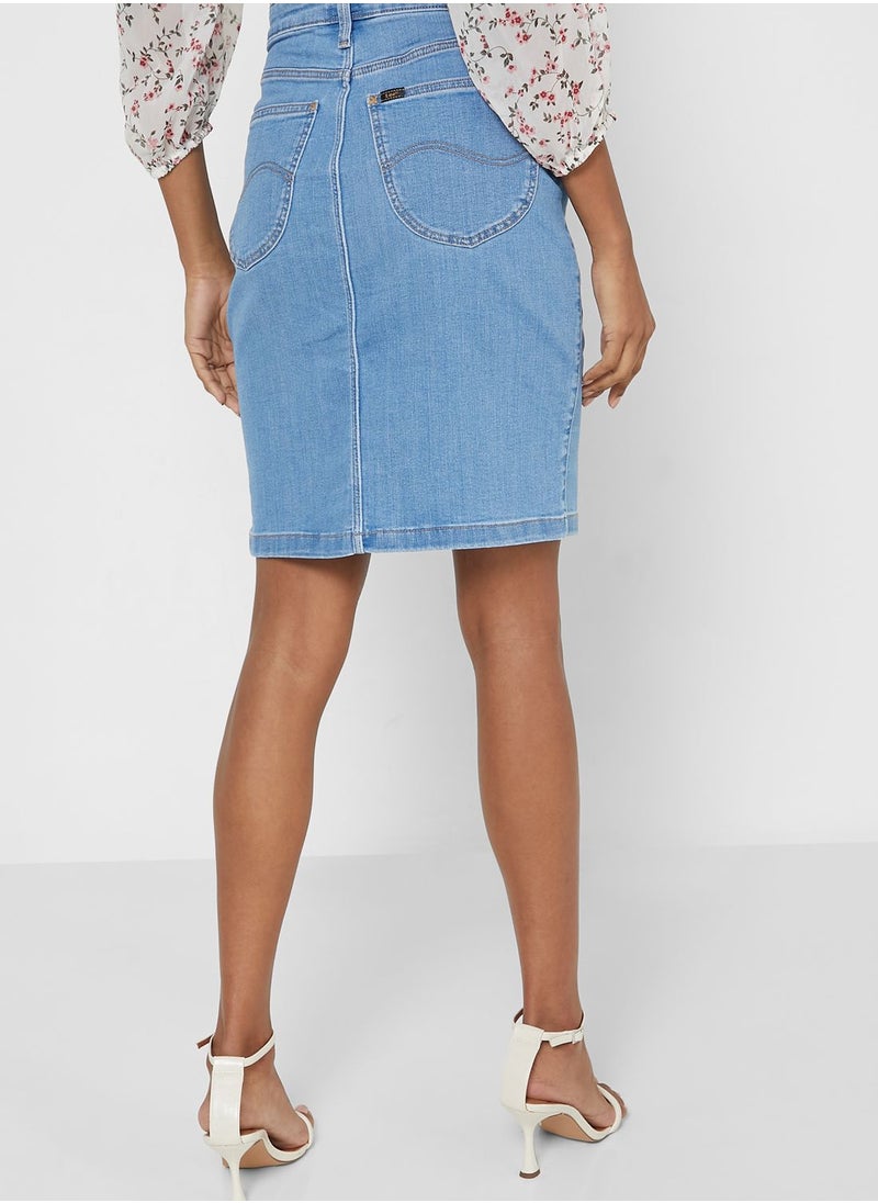 LEE - Button Detail High Waist Denim Skirt - Image 1