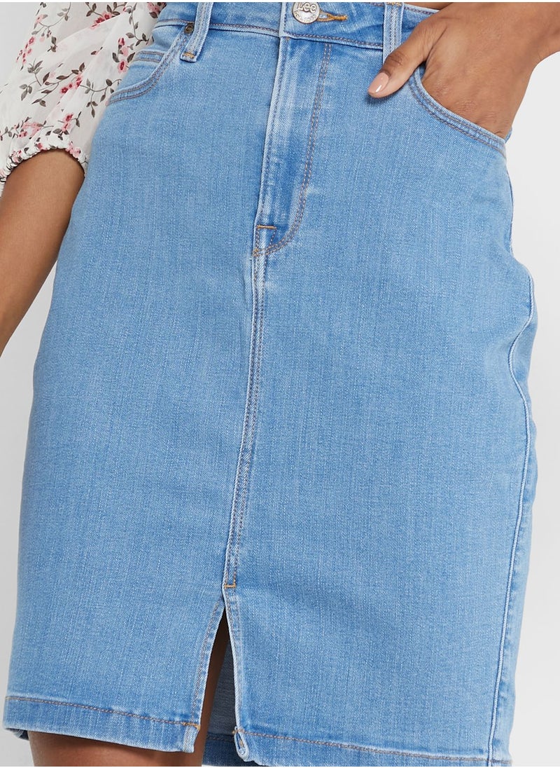 LEE - Button Detail High Waist Denim Skirt - Image 1