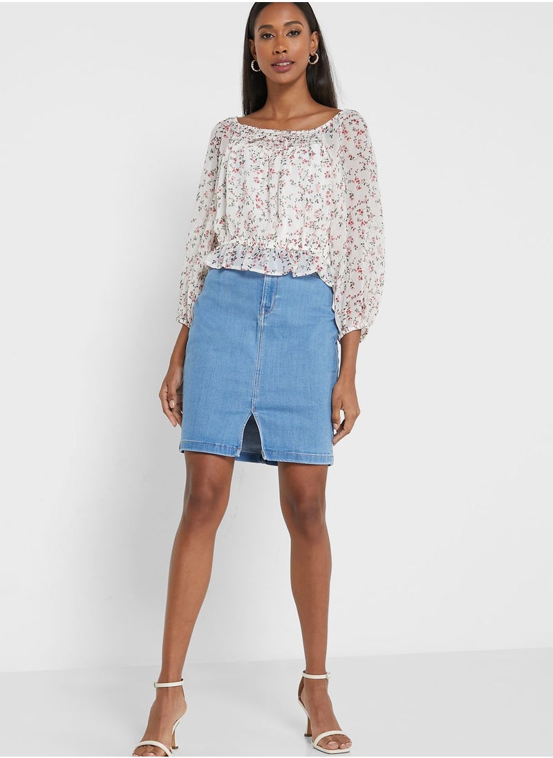 LEE - Button Detail High Waist Denim Skirt - Image 1