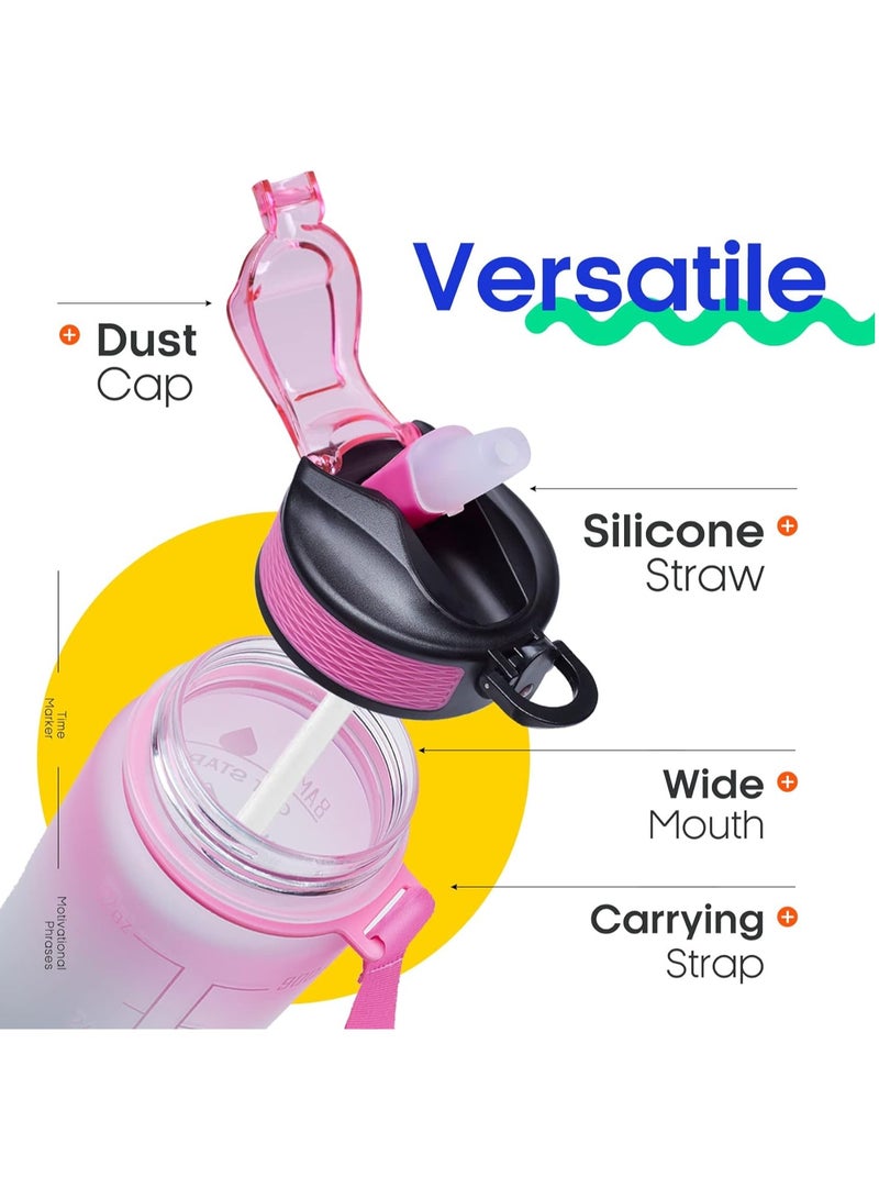 1 Liter Portable Sporting Water Bottle With Straw Eglantine - Image 2