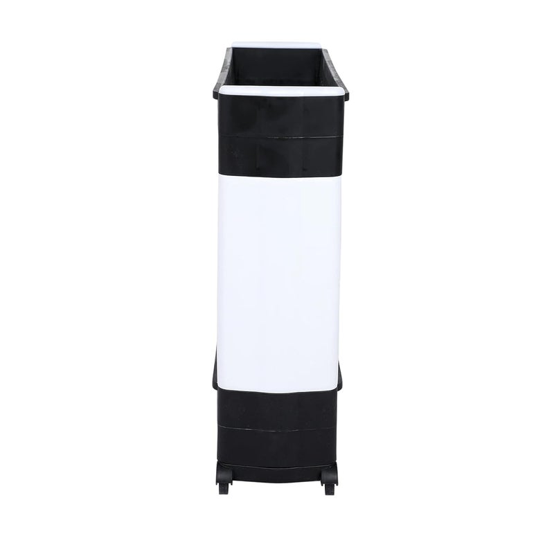 Birdwing NAVRANG Multipurpose Plastic Storage Organizer Slim Rack Shelf with Wheels | Slim Slide Out Kitchen Trolley Rack Holder Storage Organizer for Kitchen (Black & White- 2 Layer) - Image 4