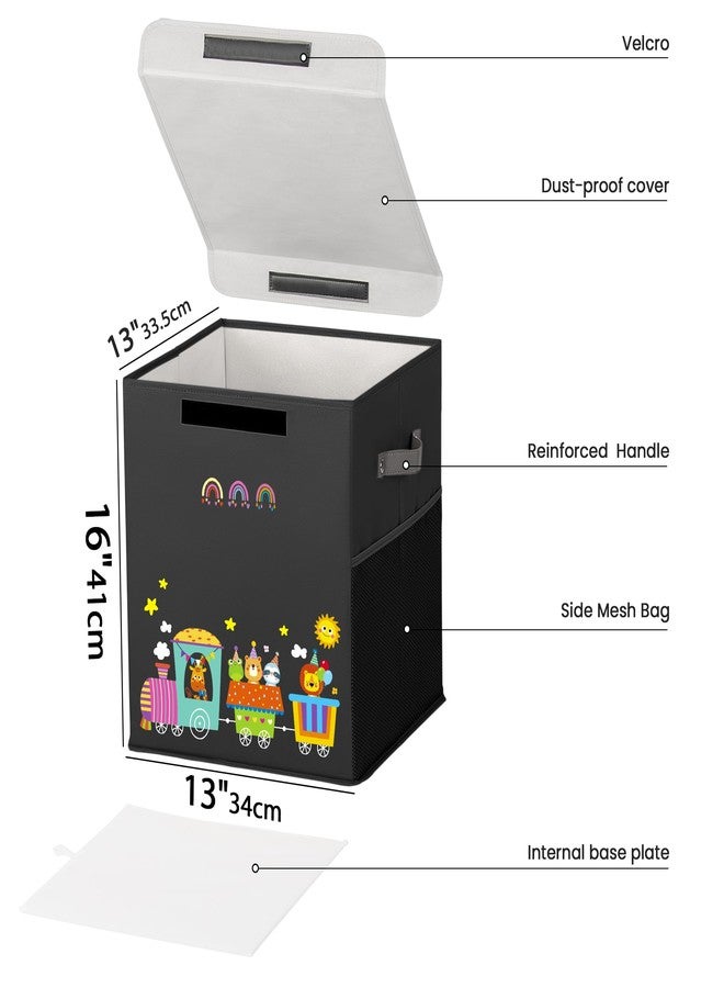 ADEHMDA 40L Large Toy Storage Box with Lid, Large Toy Box Chest for Kids, Girls and Boys, Nursery Room and Living Room, 13"x13" x16" (black-train) - Image 3