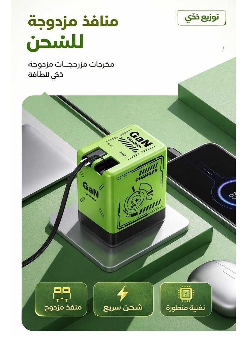 سيسلي شاحن GaN سريع 120 واط قابس بريطاني شاحن جداري PD PPS مع كابلين مدمجين قابلين للسحب شاحن USB C سريع للابتوب وماك بوك وآيفون وسامسونج - Image 4