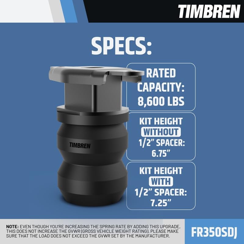 Timbren FR350SDJ SES Rear Suspension Enhancement System - 8,600 lb Load Support | Progressive Load Stability & Zero Maintenance Reliability | Levels Truck, Reduces Sag, Roll & Sway | DIY Install - Image 5