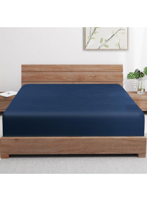 2 Pack Bamboo Viscose Cooling Fitted Sheet Queen Size Only  400 Thread Count  16"" Deep Pocket Cooling Bottom Sheets for Hot Sleeper  Silky Soft Breathable (Queen  Navy Blue