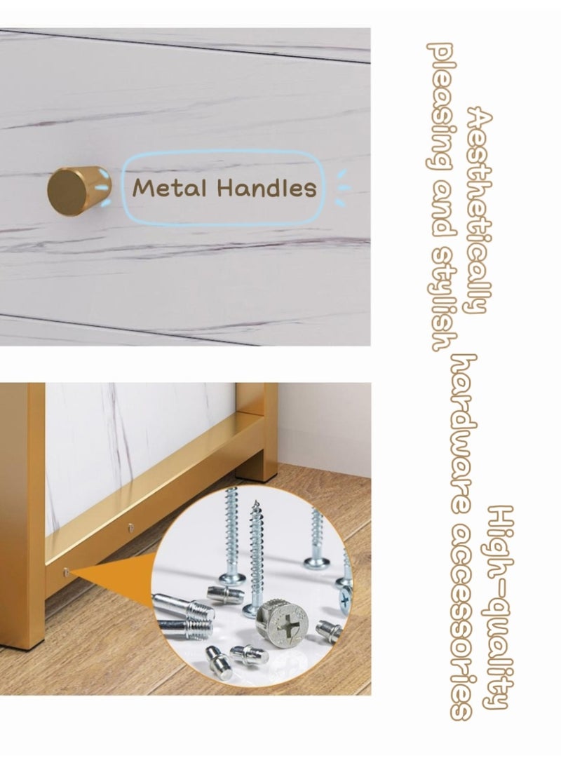 خزانة سرير بسيطة، طاولة بجانب السرير خشبية بثلاثة أدراج وطاولة واسعة لجانب السرير والأريكة، طاولة سرير عصرية لغرفة النوم وغرفة المعيشة (CT4-أبيض) - Image 5