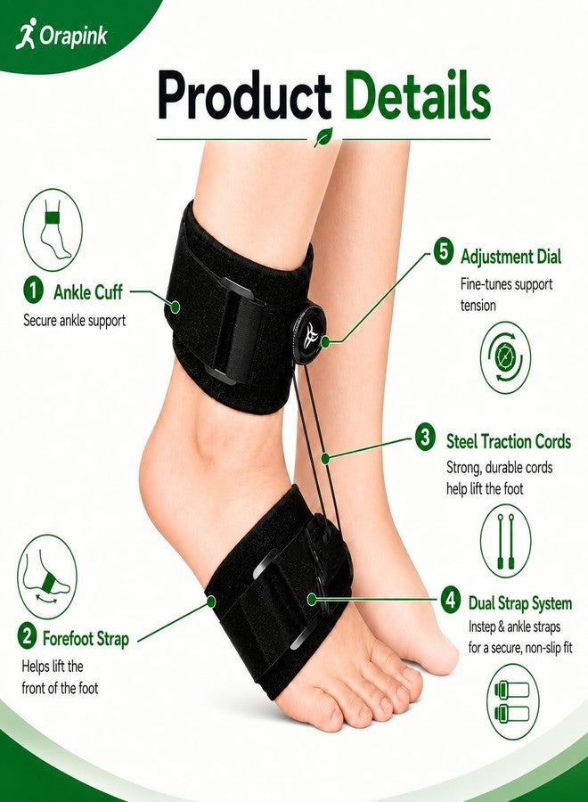 Orapink Drop Foot Brace for Walking - Adjustable AFO with Knob, 2-in-1 Day & Night Support, Comfortable & Breathable Foot Drop Brace for Men & Women, Fits Left & Right Foot - Image 2