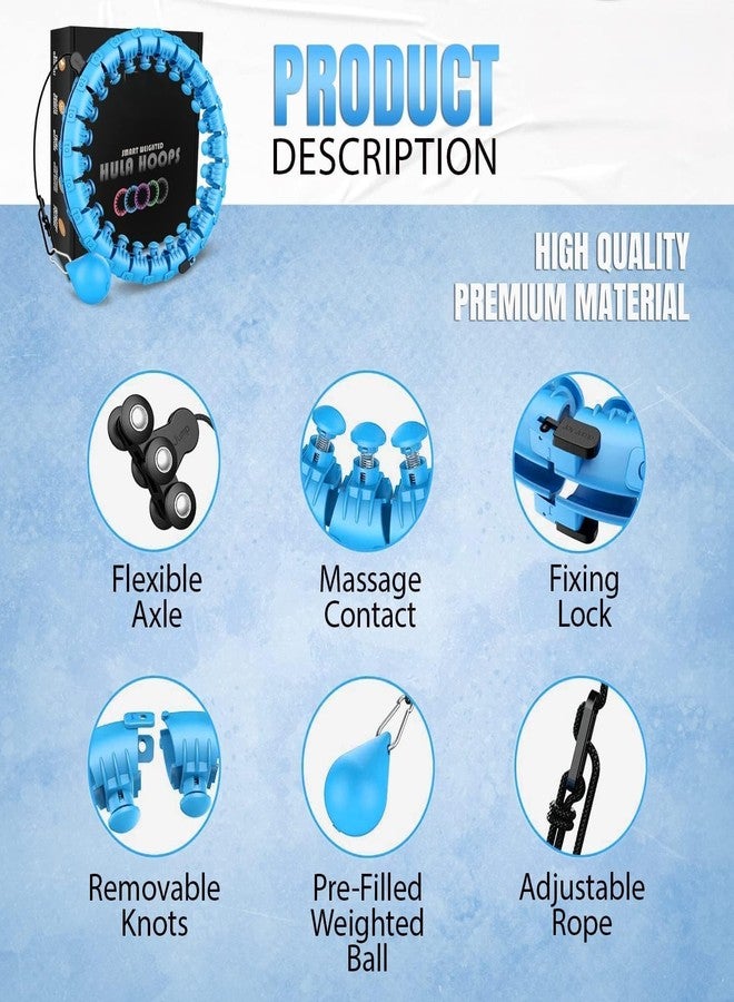 BELARO Smart Weighted Hula Ring, 24 Detachable Segments, Auto-Spinning Massage Ball, Blue Fitness Hoop for Exercise - Image 5