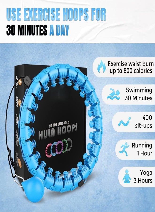 BELARO Smart Weighted Hula Ring, 24 Detachable Segments, Auto-Spinning Massage Ball, Blue Fitness Hoop for Exercise - Image 4