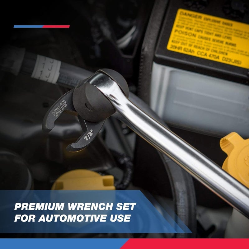 Neiko 03323A Crowfoot Wrench Set 1/2" and 3/8â€ Drive, 12 Piece, SAE Crows Foot Wrench Sizes 5/16â€ to 1â€, Chrome-Moly Flare Nut Wrench Set - Image 5