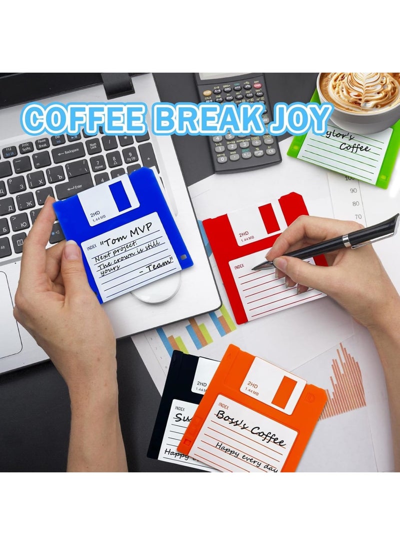 SYOSI Floppy Disk Coasters, 6 Pcs Silicone Drink Coasters for Cups and Mugs, Retro 90s Style Funny Table Decor, Non Slip and Heat Resistant Coasters for Home Office Desk, Unique Gift for Adults - Image 5