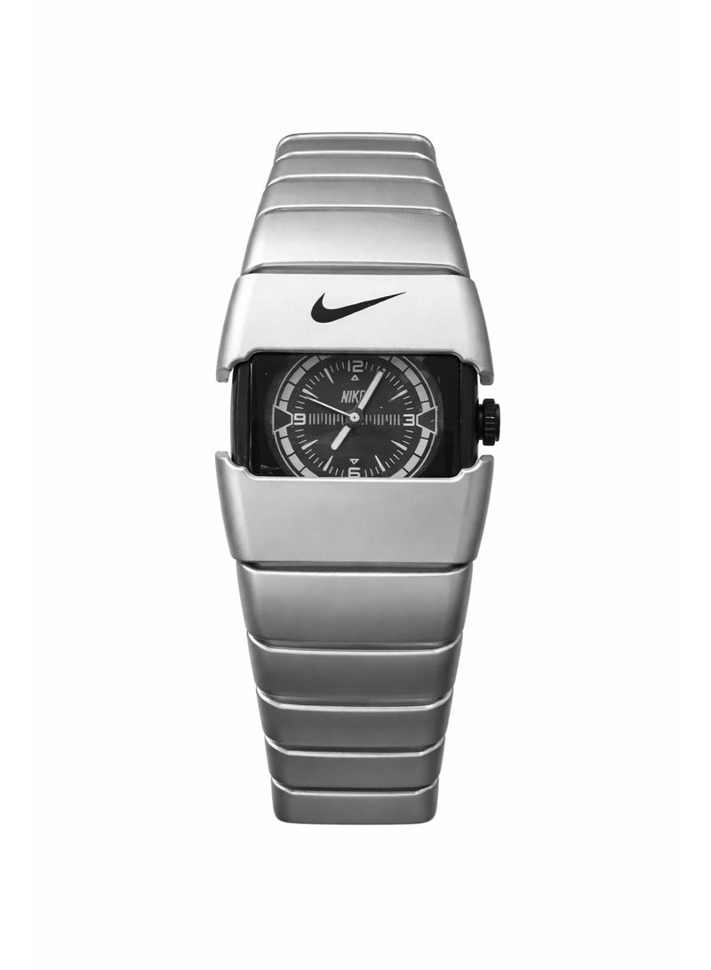 Nike Stainless Steel Analog Watch for Men – Black Dial with Silver Metal Strap