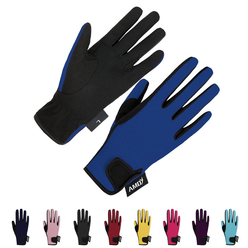 Amoy Horseback Riding Gloves for Kids Children Equestrian Gloves Child Youth Boys Girls Mittens Perfect for Biking Cycling Riding Running Outdoor Activities Royal Blue S Age 6-8 - Image 1