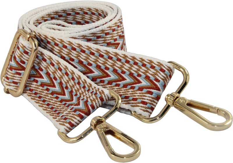 Duwi Wide Bag and Purse Strap Jacquard Woven Guitar Style Multicolor Adjustable Canvas Replacement Strap Crossbody Strap, N, White, P1, Medium - Image 3