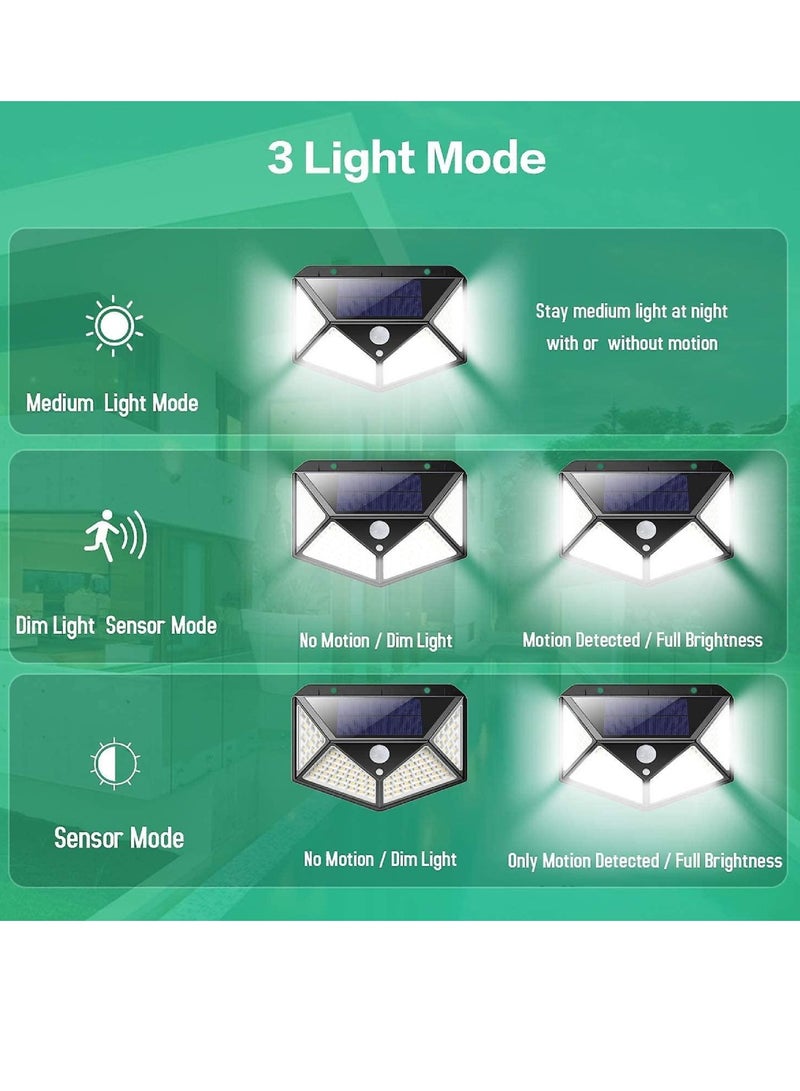 Yuwell Pack Of 4 Pcs 100 Led Solar Outdoor Light Solar Motion Sensor Security Lights With 3 Lighting Modes Wireless Solar Wall Lights Waterproof Solar Powered Lights For Garden Home And Garage Use Black - Image 4