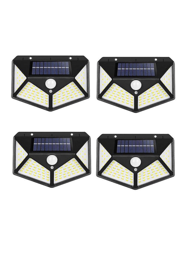 Yuwell Pack Of 4 Pcs 100 Led Solar Outdoor Light Solar Motion Sensor Security Lights With 3 Lighting Modes Wireless Solar Wall Lights Waterproof Solar Powered Lights For Garden Home And Garage Use Black - Image 1