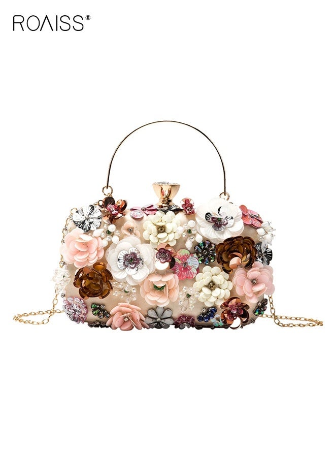 roaiss Flower Clutch Purse Evening Bag for Women Formal Party Handbag Chain Strap Shoulder Bag - Image 1