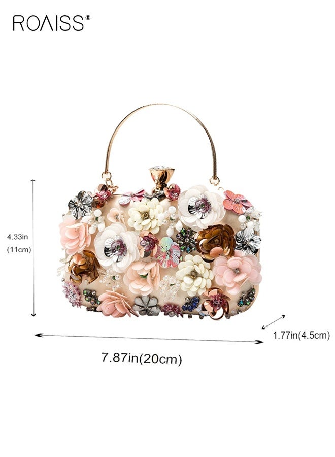 roaiss Flower Clutch Purse Evening Bag for Women Formal Party Handbag Chain Strap Shoulder Bag - Image 5
