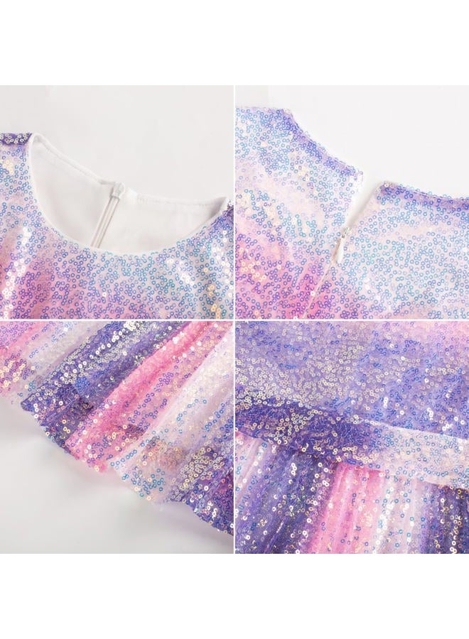GRACE KARIN Silver Sequin Dress Kids Birthday Prom Party Formal Flower Dance Dress Size 7-8 - Image 4