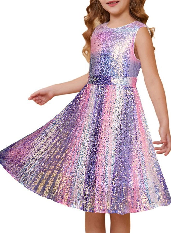 GRACE KARIN Silver Sequin Dress Kids Birthday Prom Party Formal Flower Dance Dress Size 7-8 - Image 1