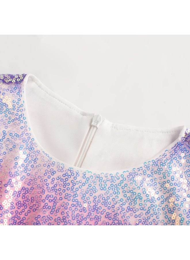 GRACE KARIN Silver Sequin Dress Kids Birthday Prom Party Formal Flower Dance Dress Size 7-8 - Image 5