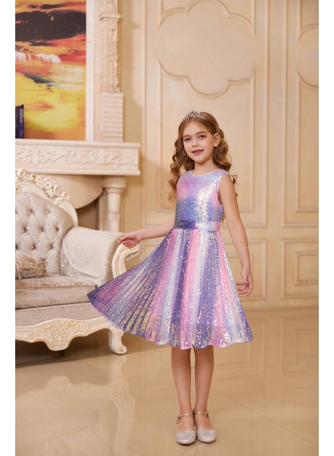 GRACE KARIN Silver Sequin Dress Kids Birthday Prom Party Formal Flower Dance Dress Size 7-8 - Image 2