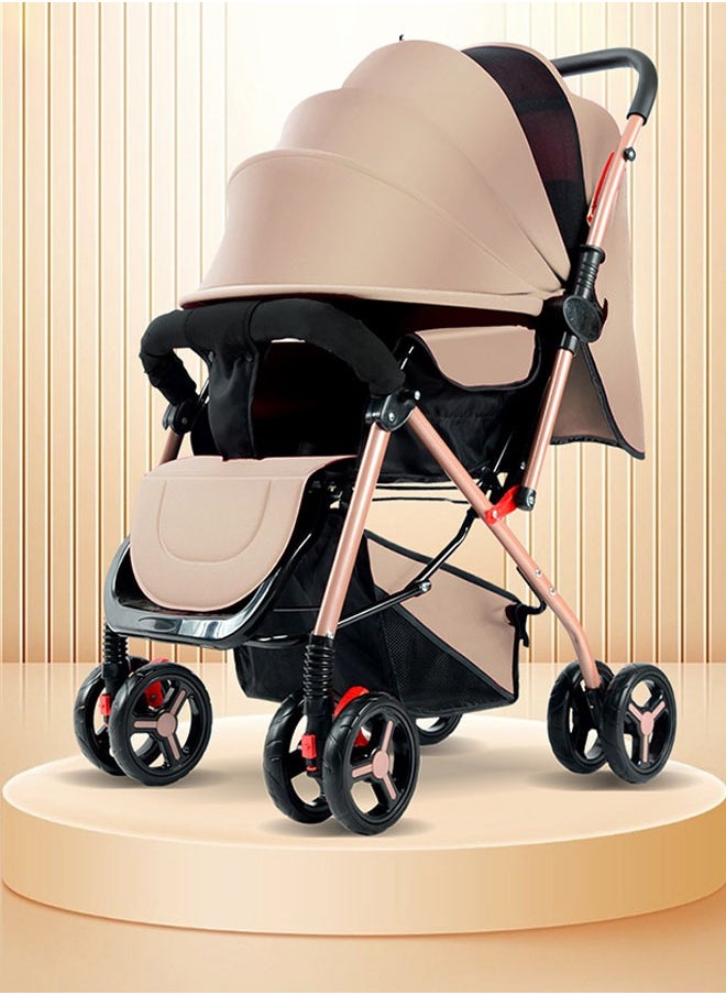 Arabest Baby Stroller,Baby Carriage with Adjustable Handle and Four-Wheel Shock Absorption,Reversible,High Landscape and Fashional PramSuitable,for Babies Up to One Year Old  - Image 1