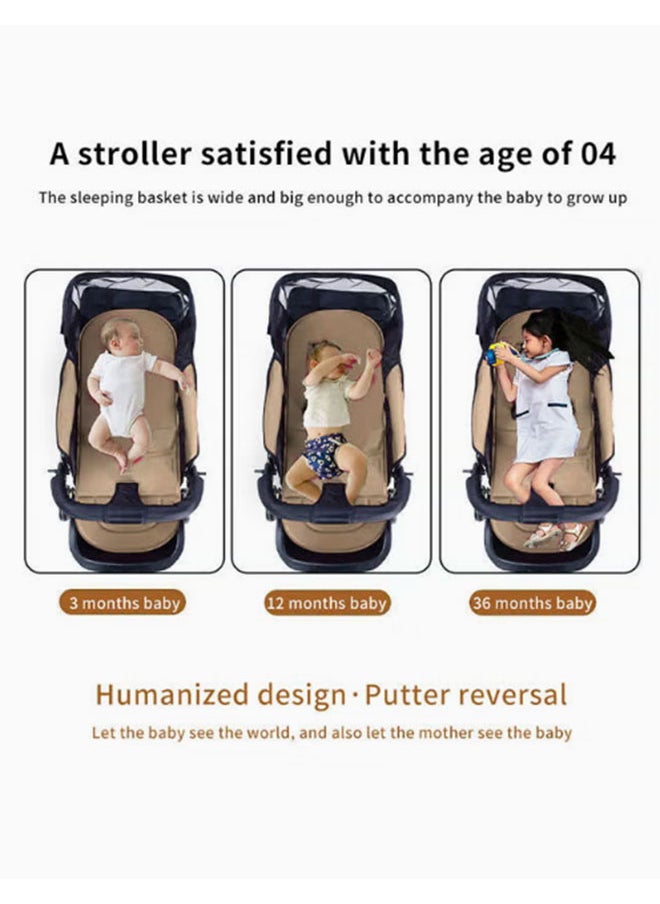 Arabest Baby Stroller,Baby Carriage with Adjustable Handle and Four-Wheel Shock Absorption,Reversible,High Landscape and Fashional PramSuitable,for Babies Up to One Year Old  - Image 4