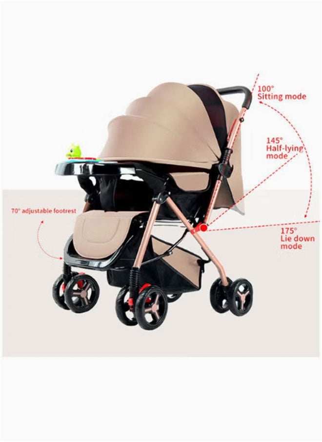Baby Stroller,Baby Carriage with Adjustable Handle and Four-Wheel Shock Absorption,Reversible,High Landscape and Fashional PramSuitable,for Babies Up to One Year Old