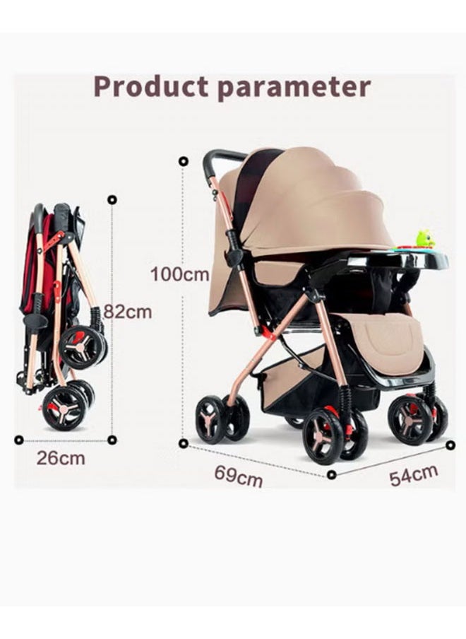 Baby Stroller,Baby Carriage with Adjustable Handle and Four-Wheel Shock Absorption,Reversible,High Landscape and Fashional PramSuitable,for Babies Up to One Year Old