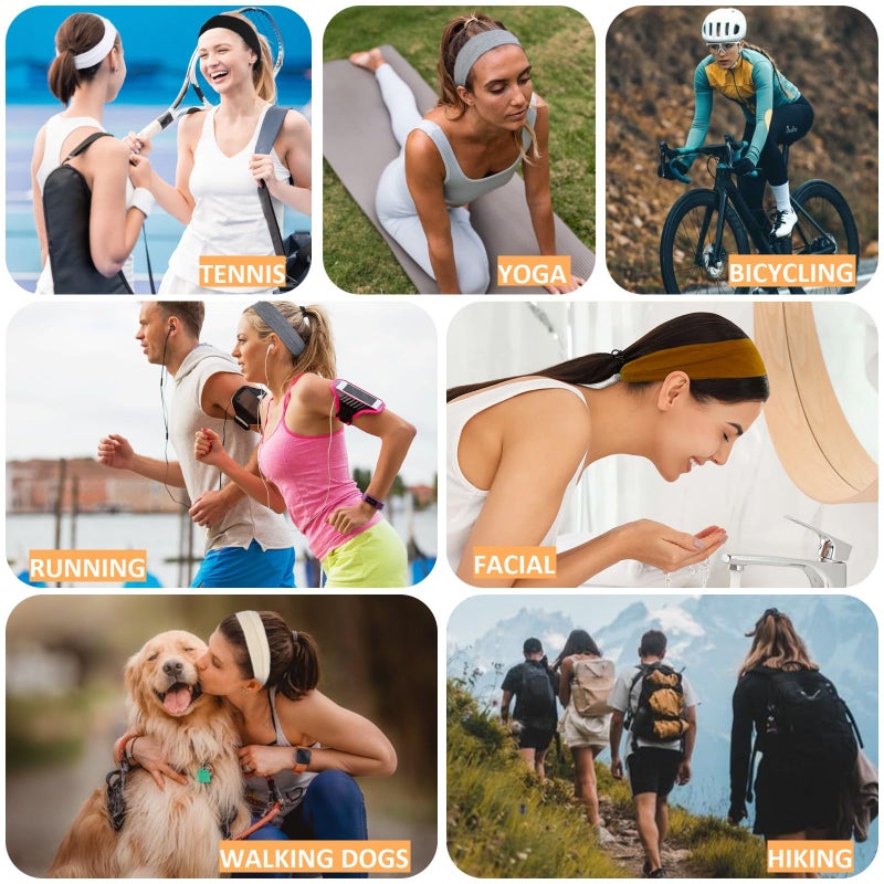 Tobeffect Trendy Non-Slip Headbands Set for Women - 7PCS Elastic Soft Thick Cotton Cloth Headbands for Yoga, Running, Workout, and Sports - Image 5