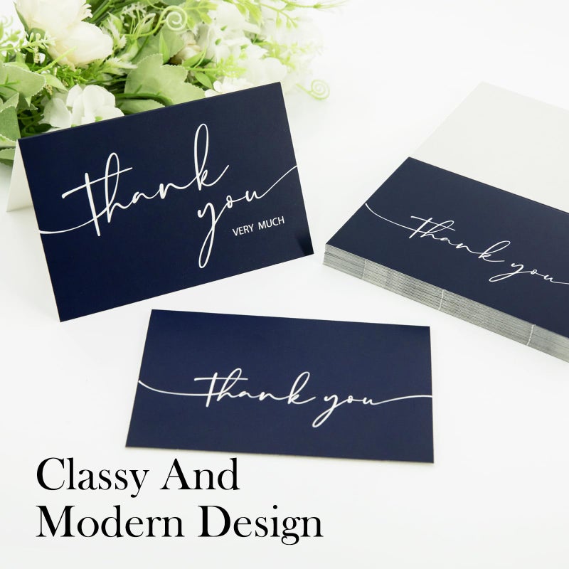NESCCI 24 PCS Thank You Cards With Envelopes,Thank You Card,4x6 Inch Minimalistic Design, Thank You Notes for Wedding, Business, Baby Shower, Small Business, Funeral, Graduation (Navy Blue) - Image 4