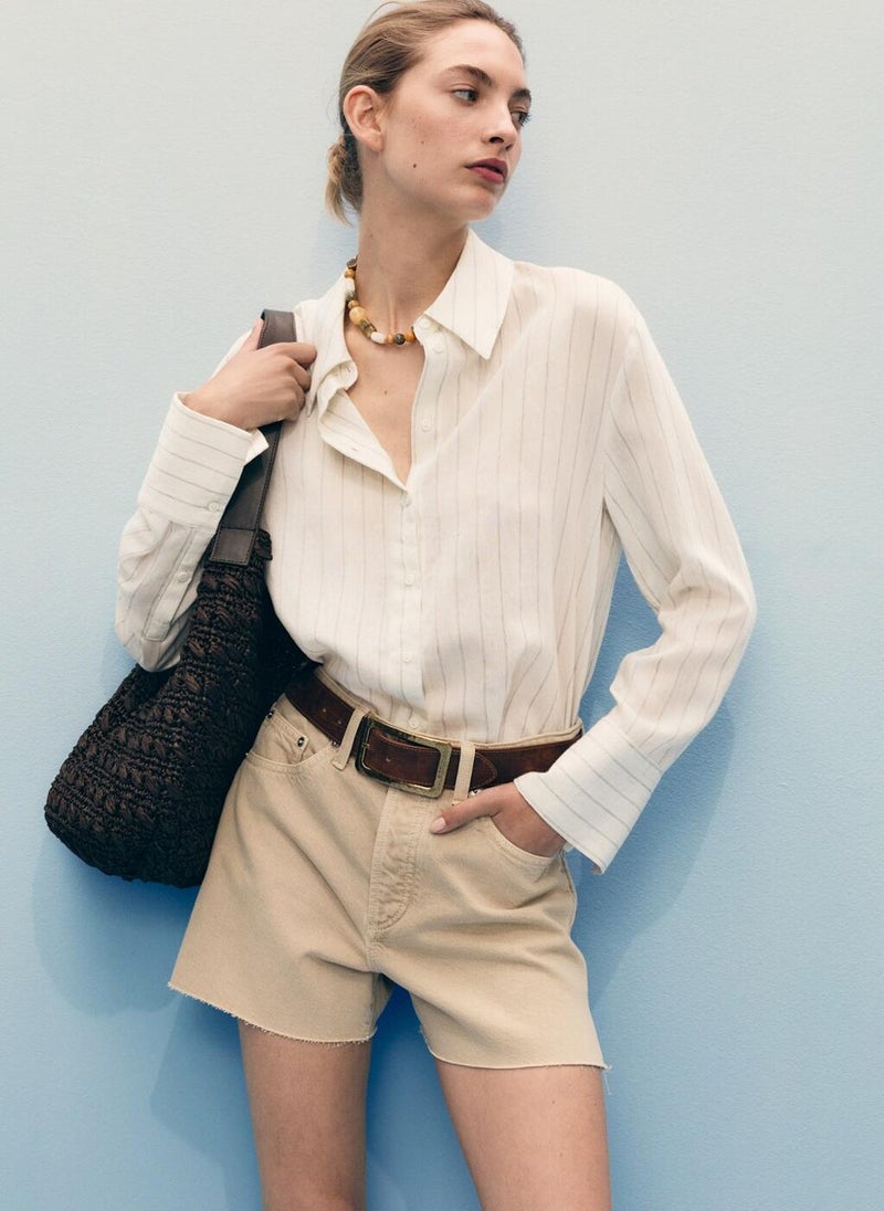 MANGO Denim Shorts With Frayed Hem  - Image 3