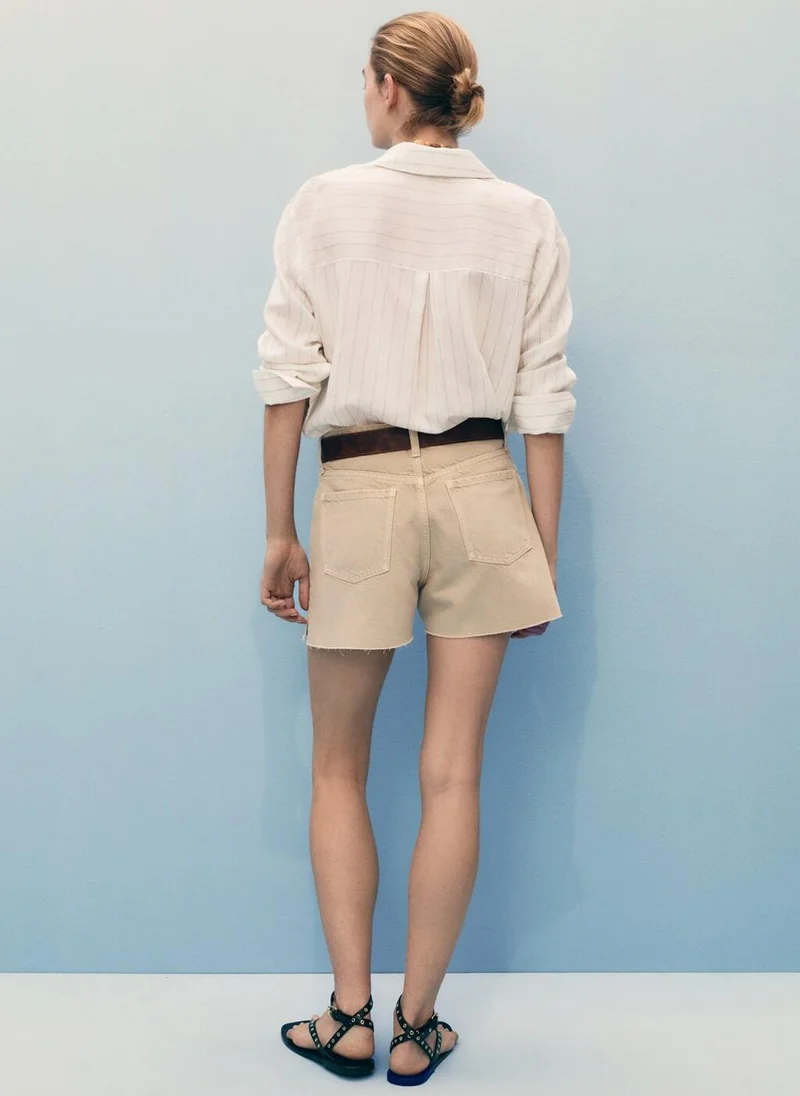 MANGO Denim Shorts With Frayed Hem