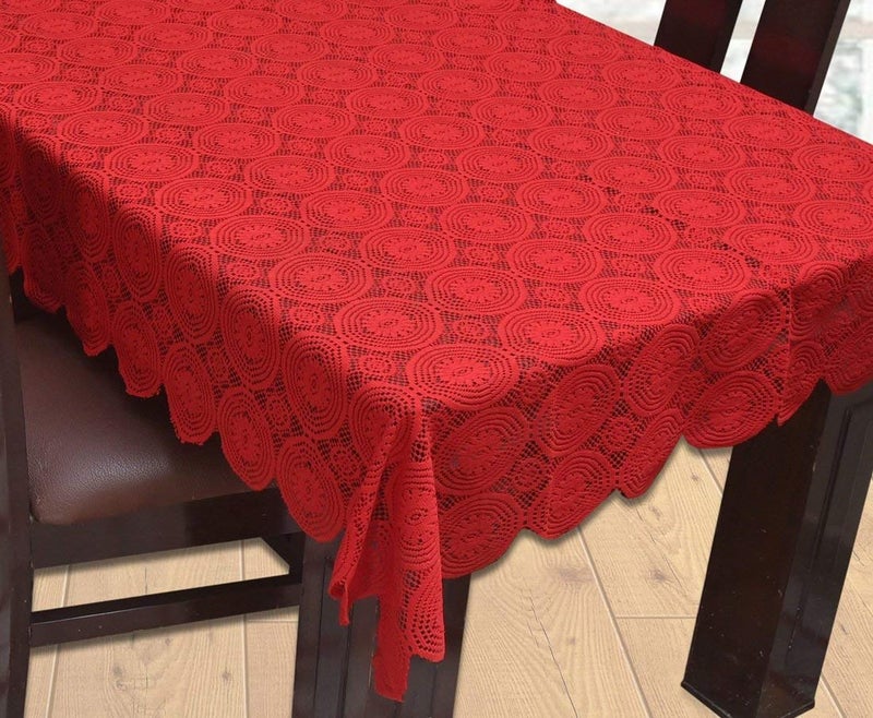 Yellow Weaves Designer Dining Table Cover Net Fabric 60 X 90 Inches -Maroon - Image 2