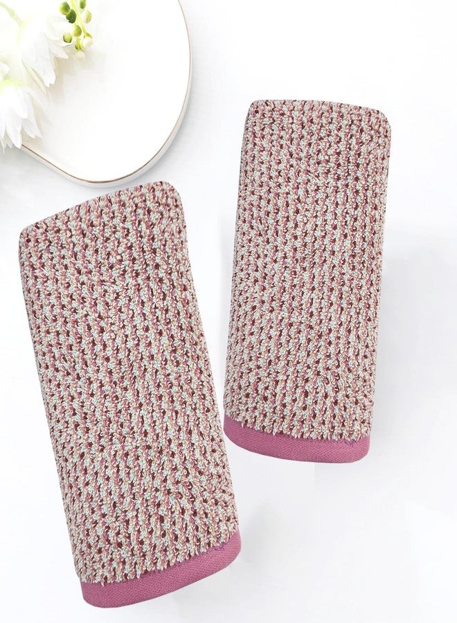 USTIDE Pink Hand Towels Set of 2, 100% Cotton Soft Absorbent Face Towels for Bathroom Spa Gym Decorative Towel 14 x 30 Inch - Image 3