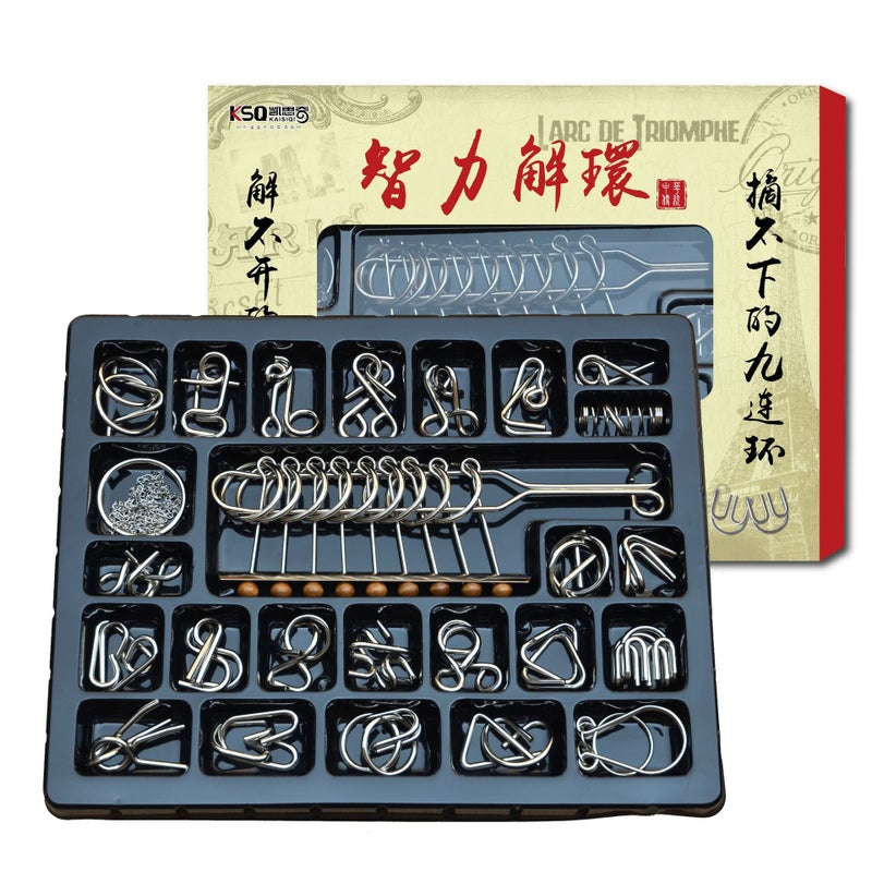 Nine-Chain Set Children'S Intelligence Unring Kong Ming Lock Metal Educational Toys 30-Piece Set - Image 3