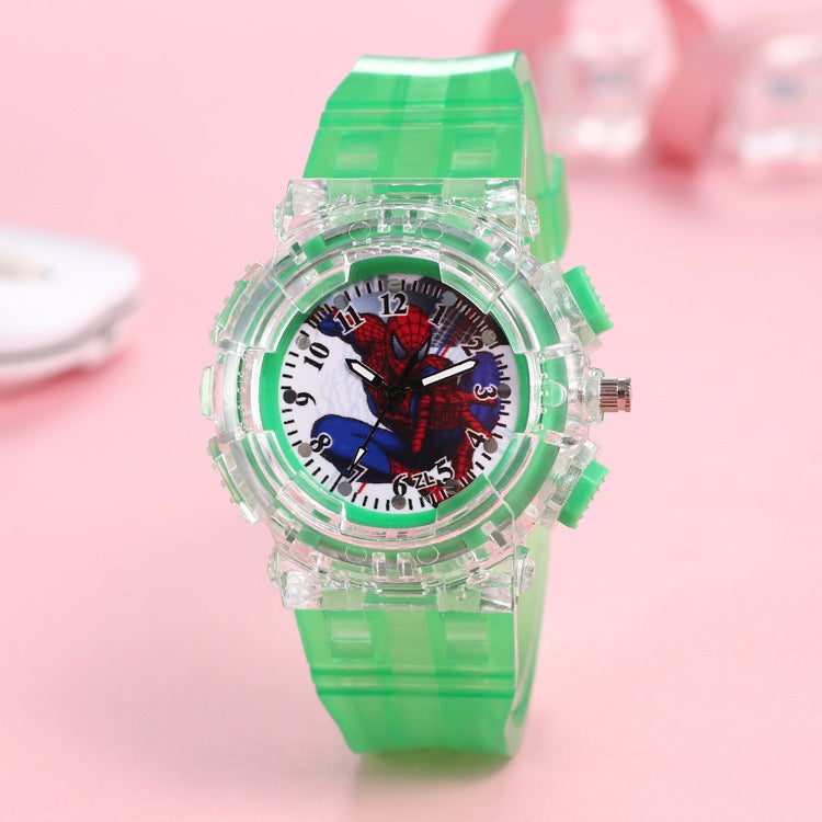 Spider-Man Kids Watch Cartoon Quartz Wristwatch Green 
